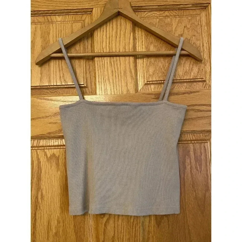 John Galt/PacSun Beige Tank Top Size Medium Cropped